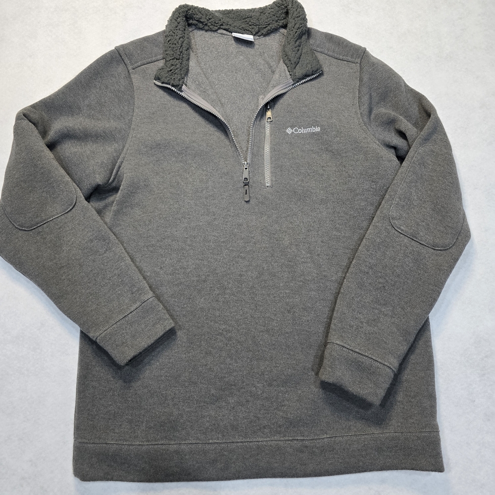Columbia Men's Dark Gray Sherpa-Lined Zip Pullover Size XL